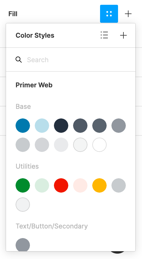 Primer Web color palette expanded