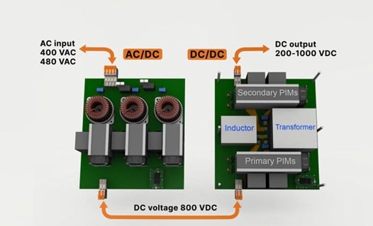 PFC stage (left),  DAB stage (right)