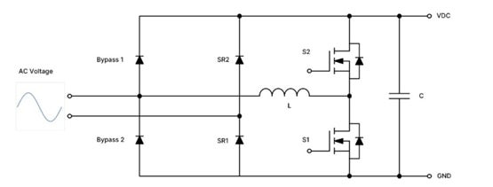Totem-pole PFC circuit with diodes