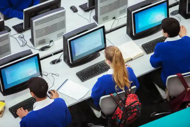 Students working at computers