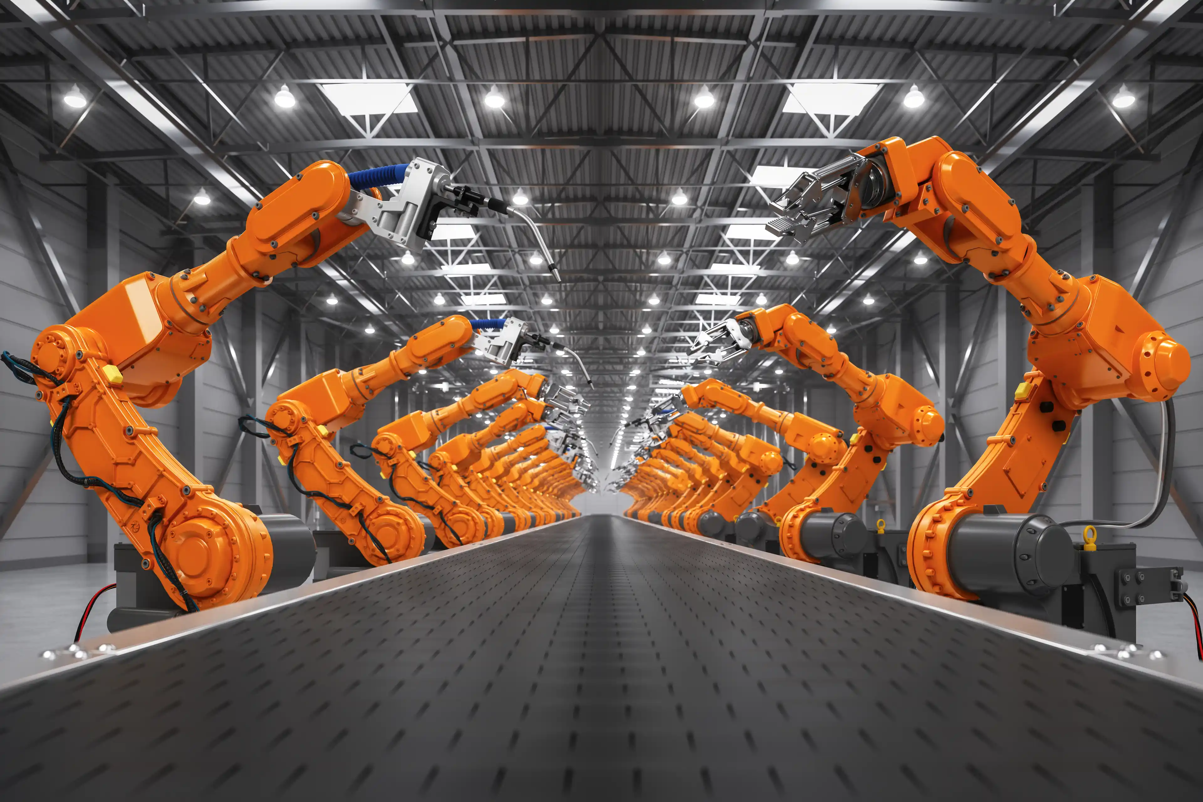 Robots on assembly line