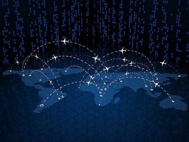 air traffic over a map of the earth