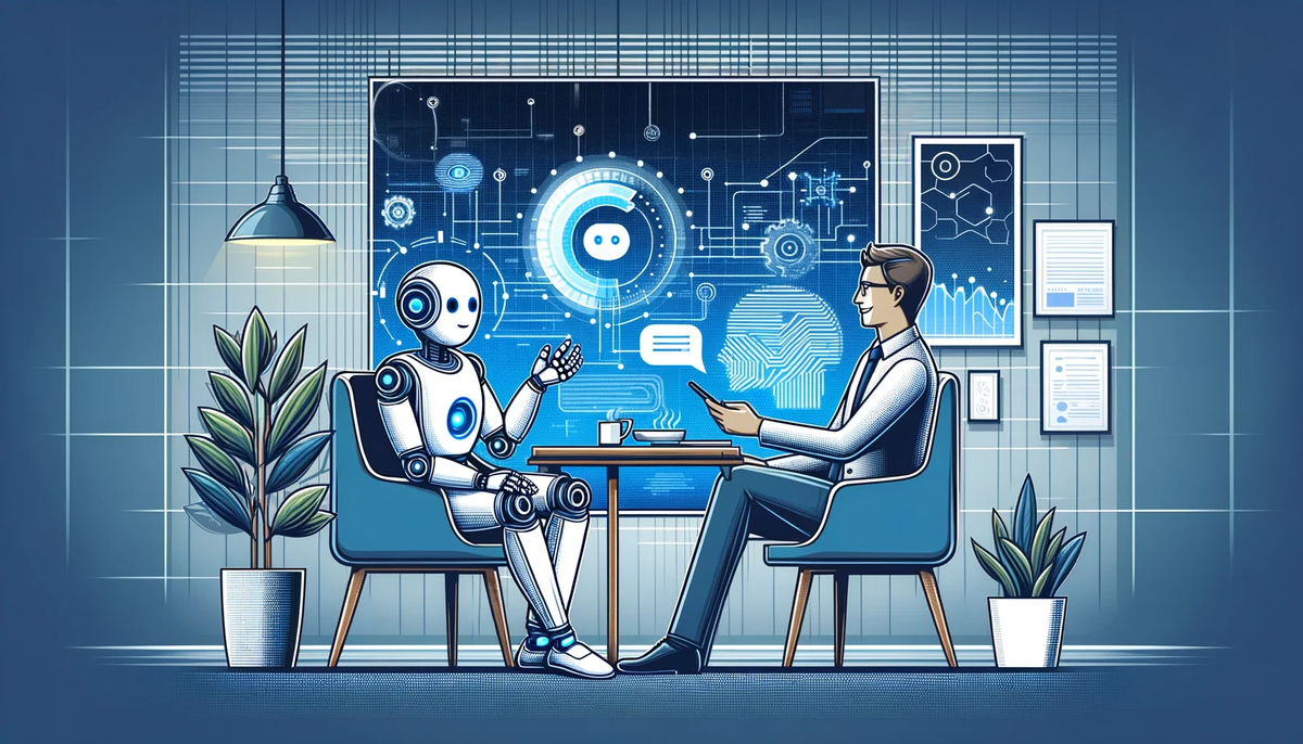 An AI assistant and human in conversation