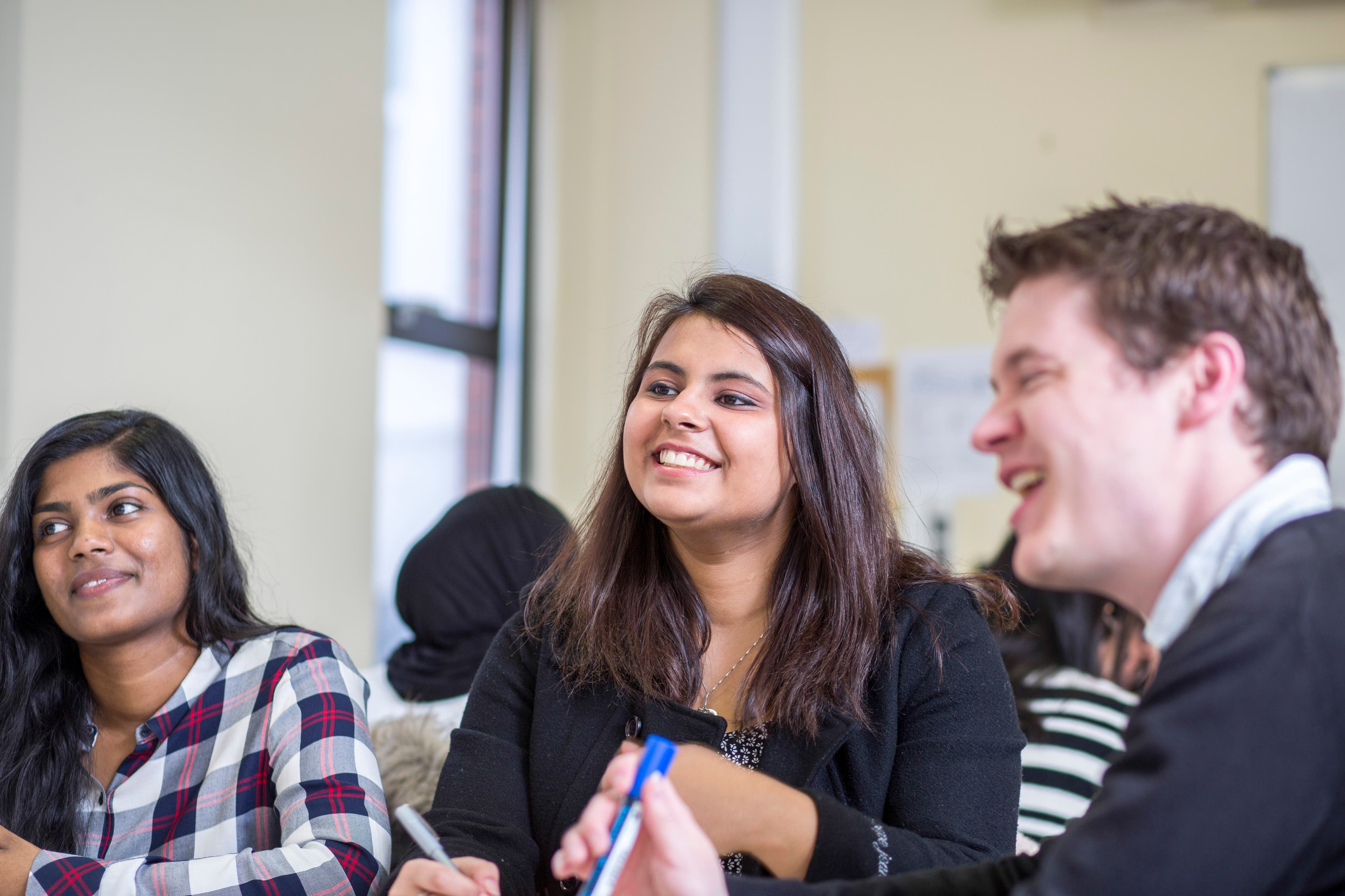 Students on campus chatting