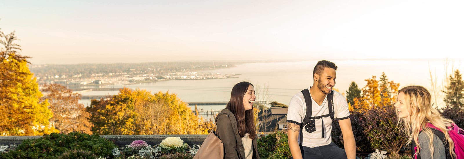 Students laughing together outside