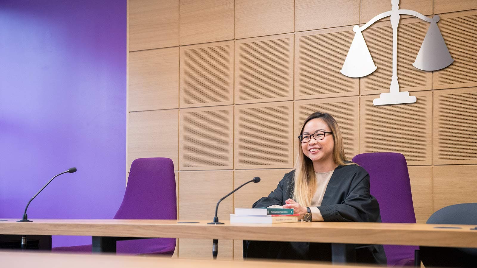 A University of Sussex student in a law court