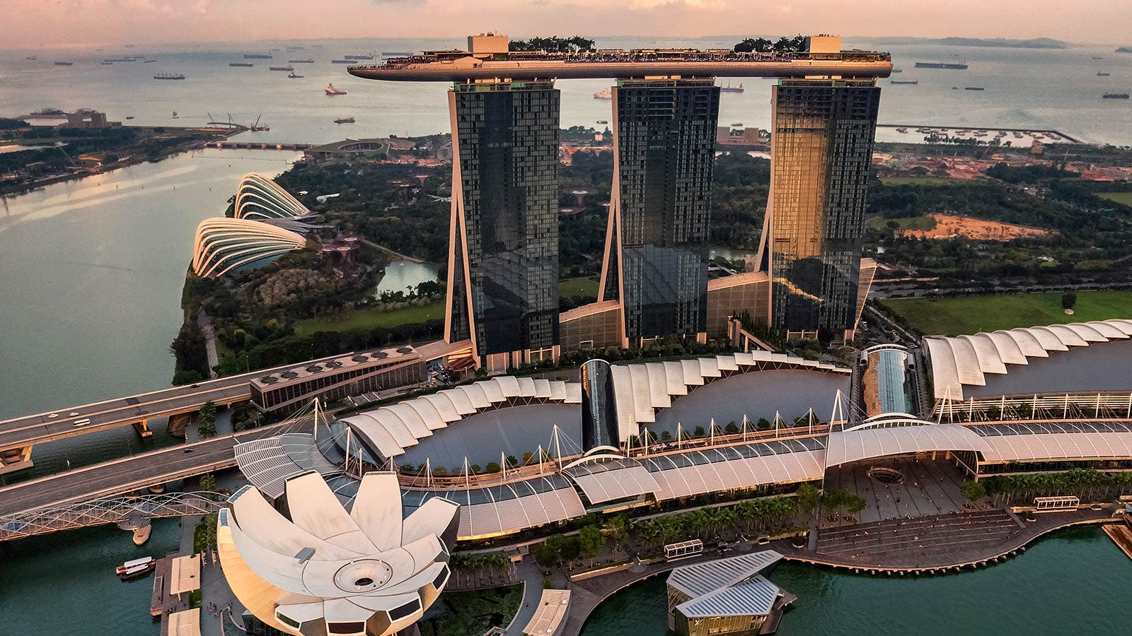 Birds-eye shot of Singapore