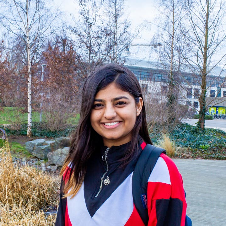 Nikita, an international student, on UCD's campus