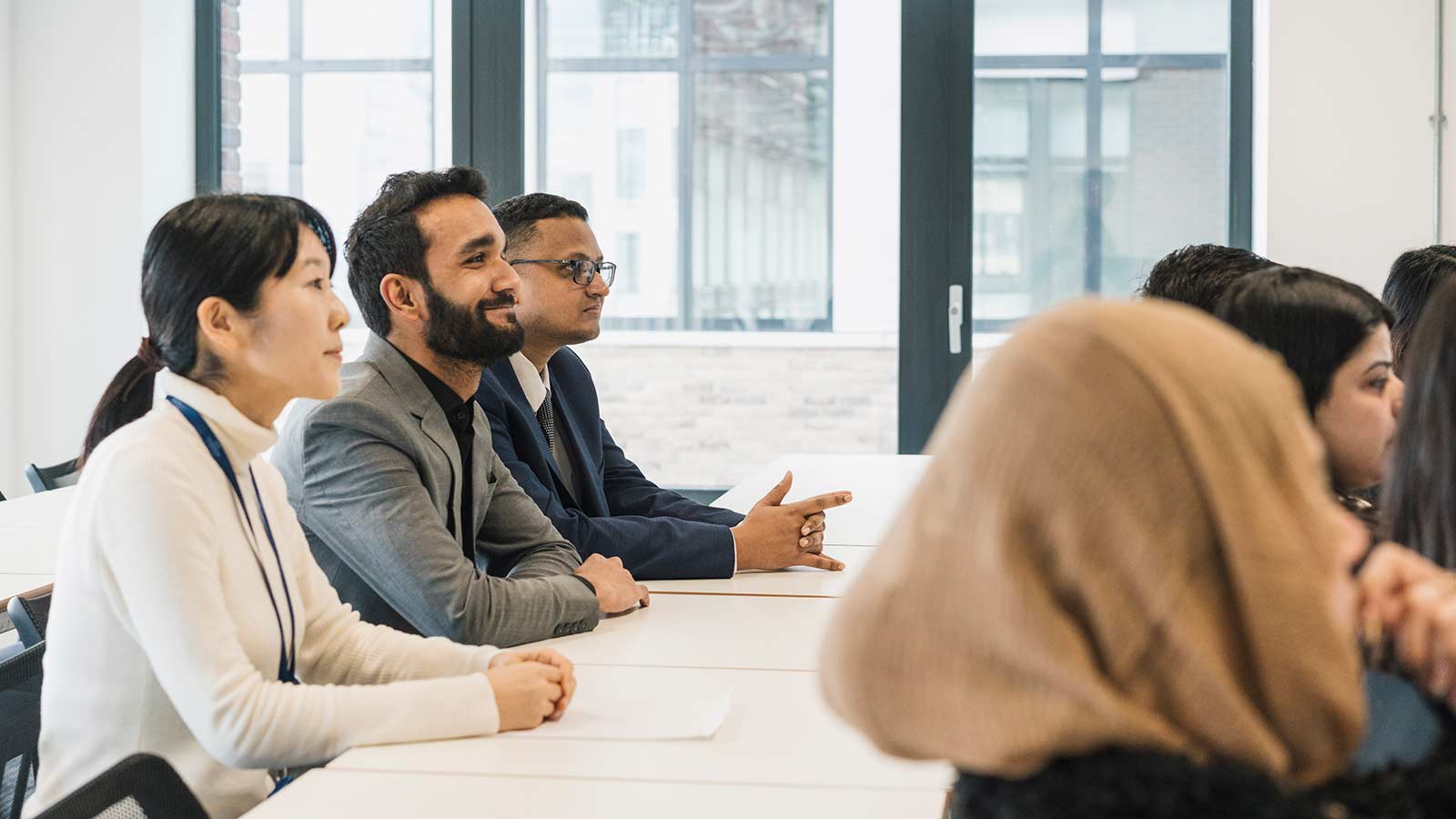 Huddersfield London students sat in a classroom