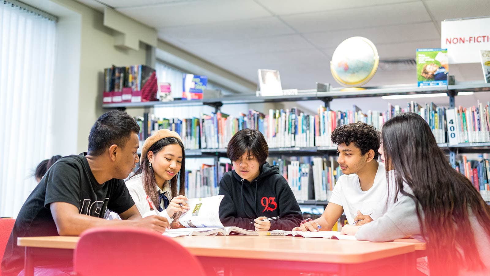 Students in library at a university in New Zealand