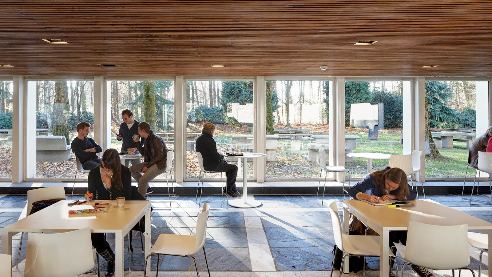 Modern study spaces with campus views