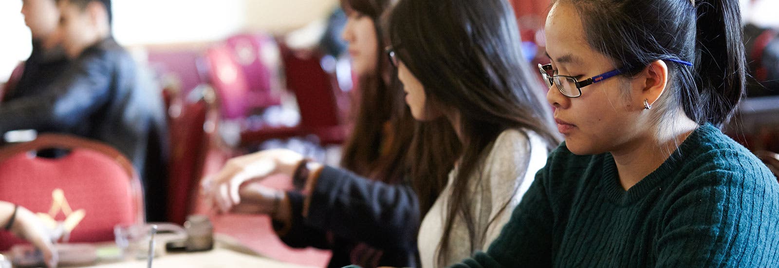 Student studying in class