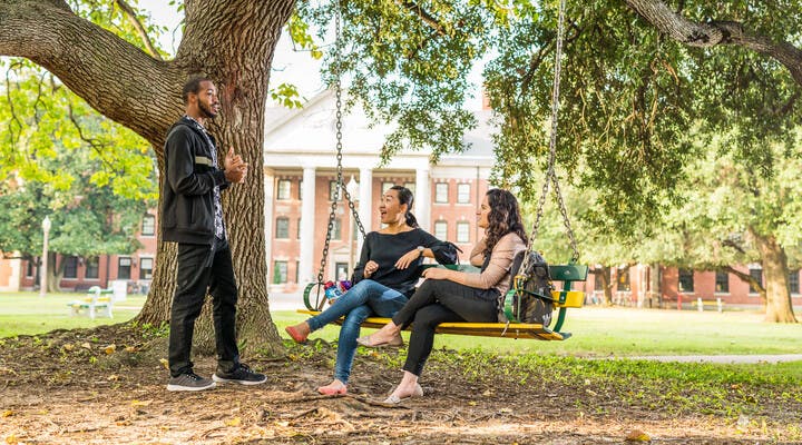 Baylor students socialising outside campus