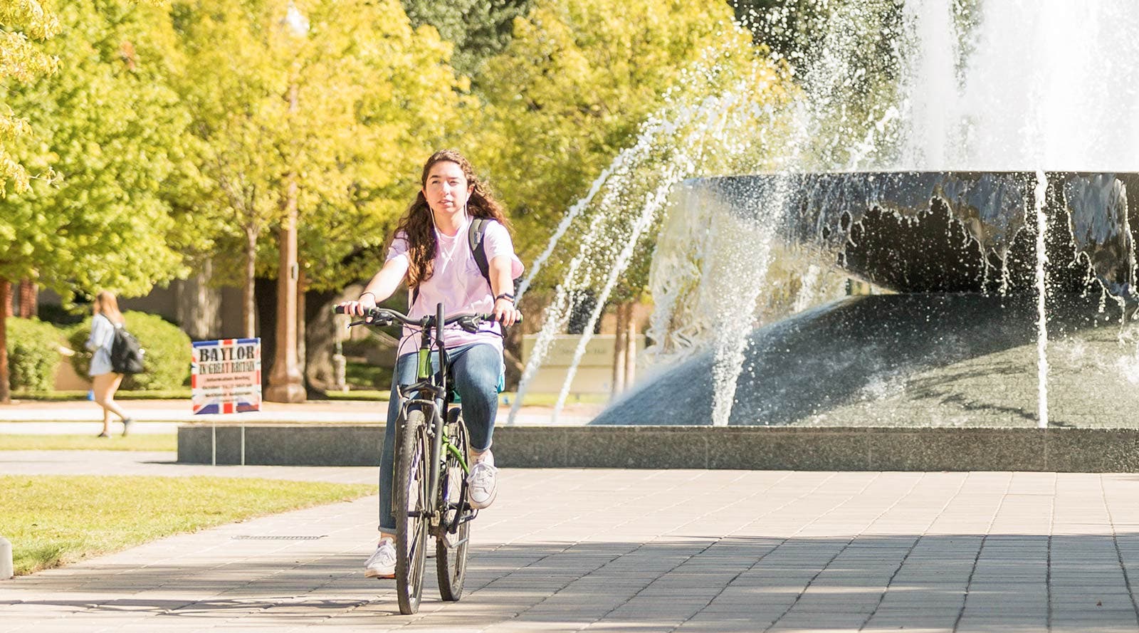 Baylor student riding bicycle