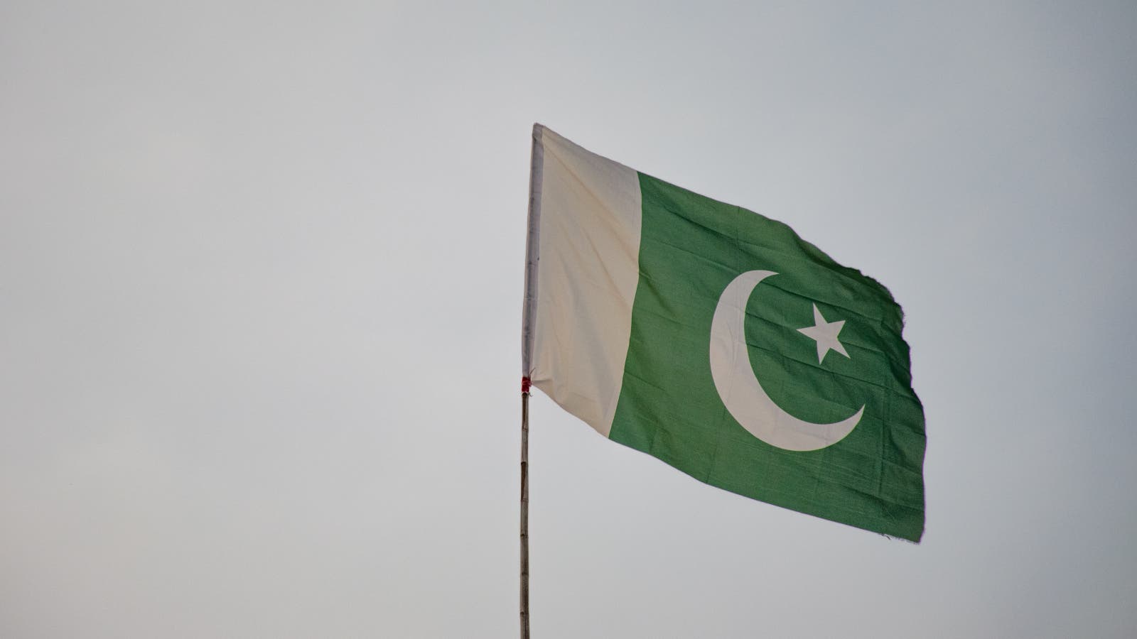 The flag of Pakistan flying high.