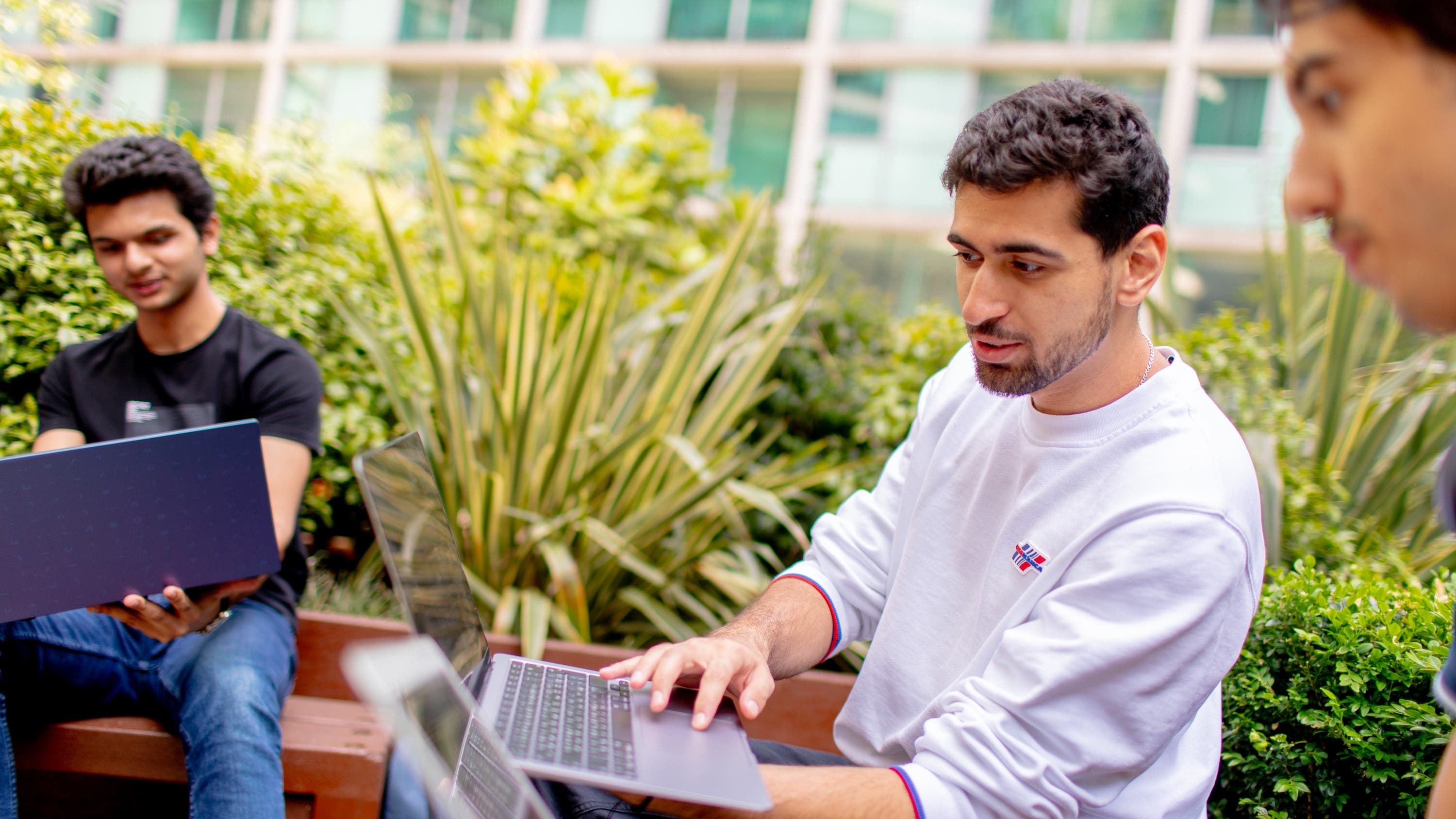 Students on campus chatting