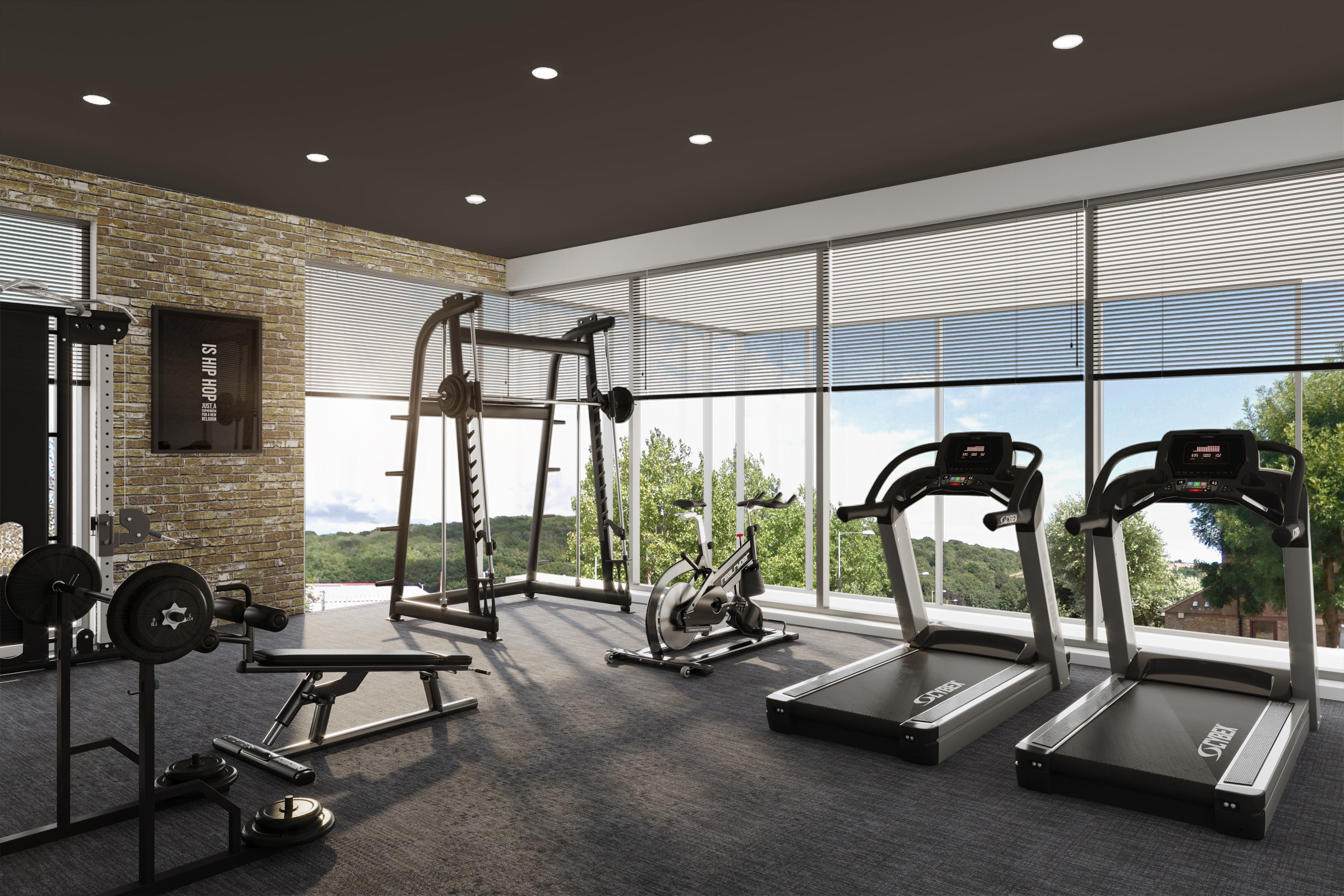 An image of an on-site gym at Student Roost.