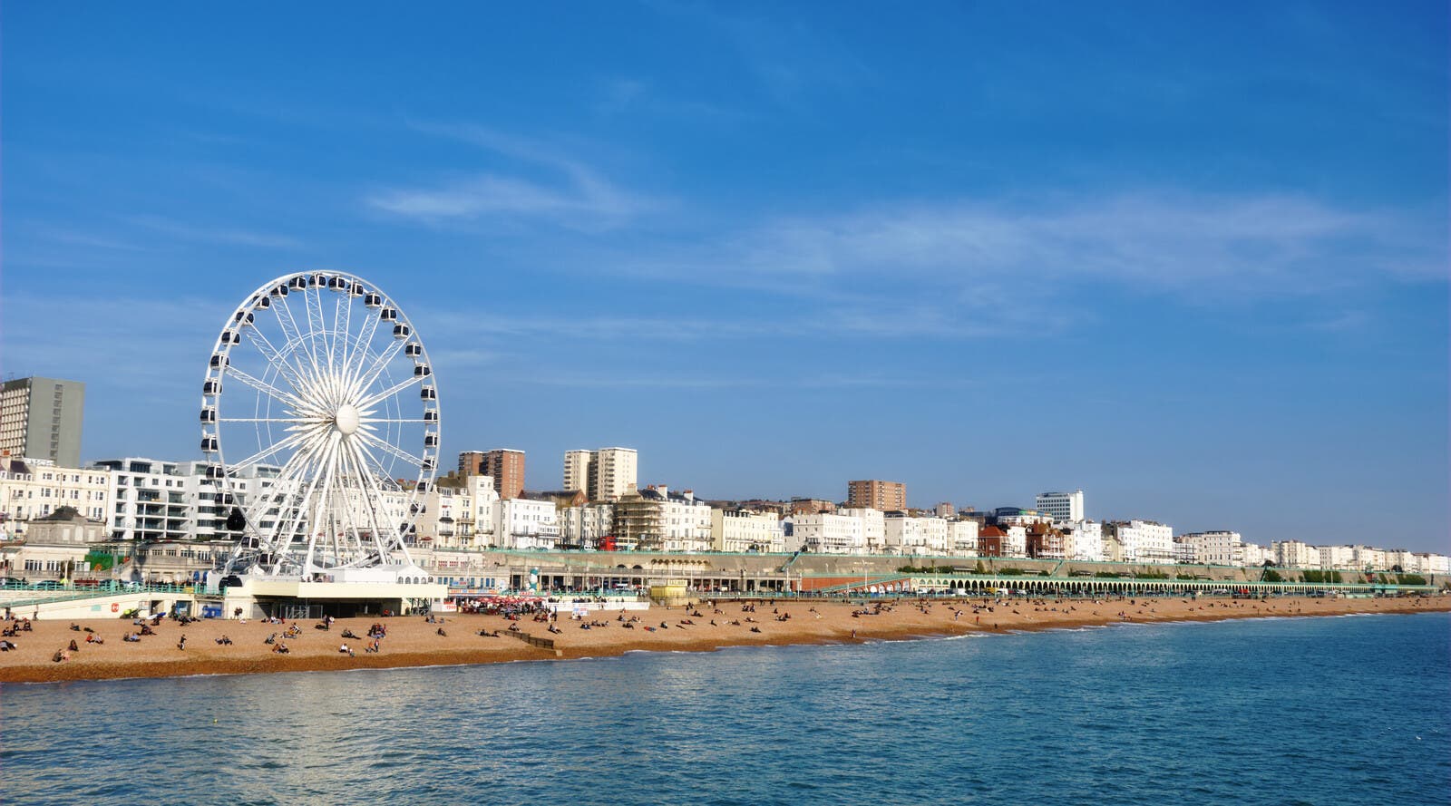 Panoramic view of Brighton beachfront