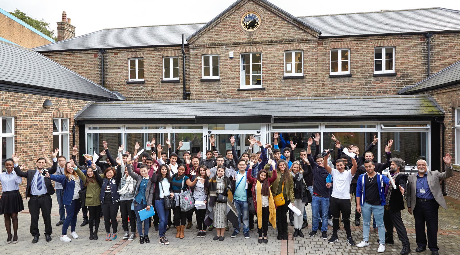 A cohort of students outside the International Study Centre