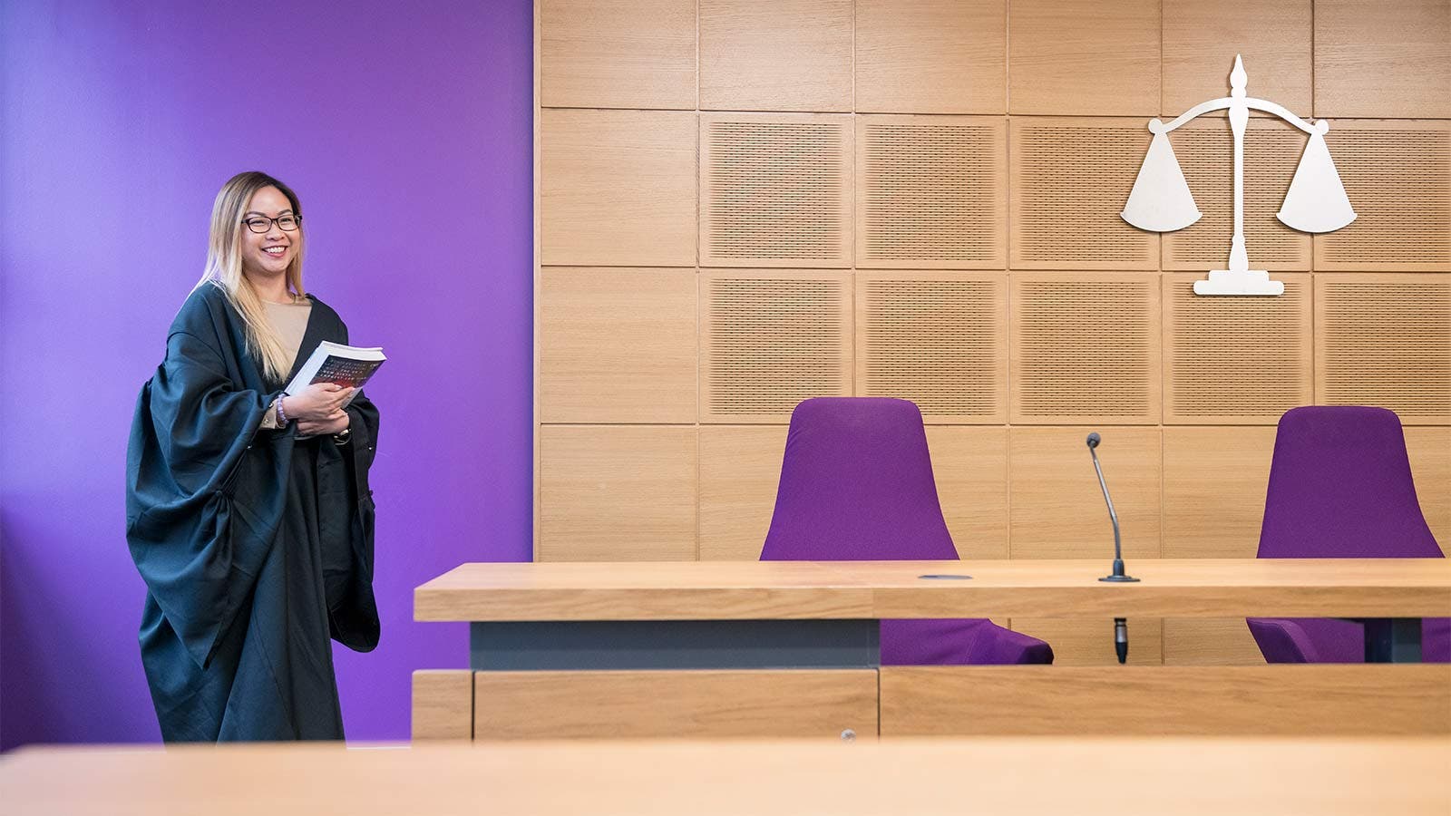 A law student in a law court