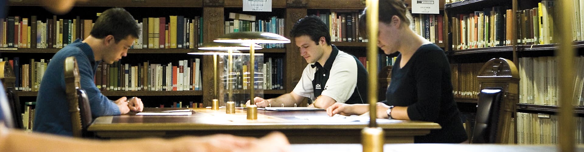 Students working in library