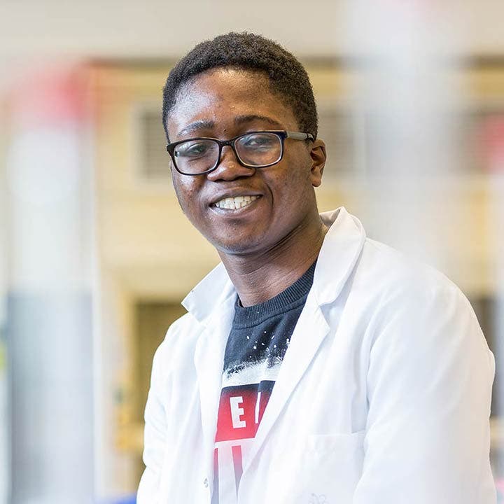 Ladi from Nigeria in a campus lab.