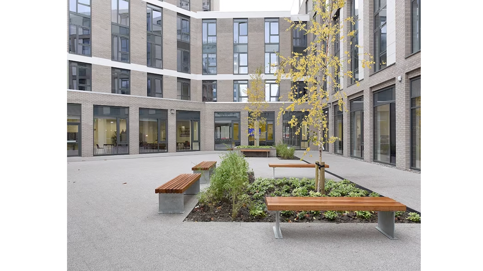 Strathclyde student accommodation courtyard at St. Mungo's