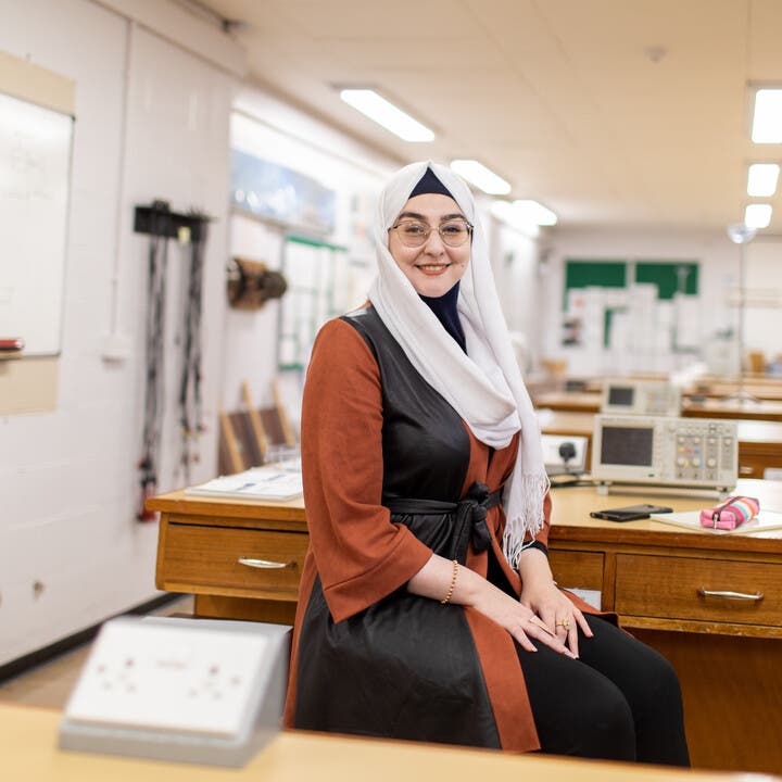 Asma from Algeria in a science lab