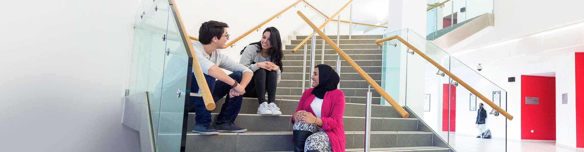 Students sitting on stairs