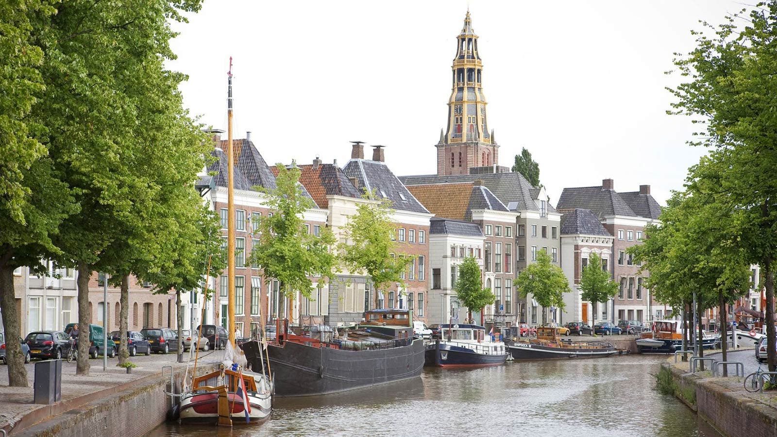Beautiful canals and historic buildings in Groningen