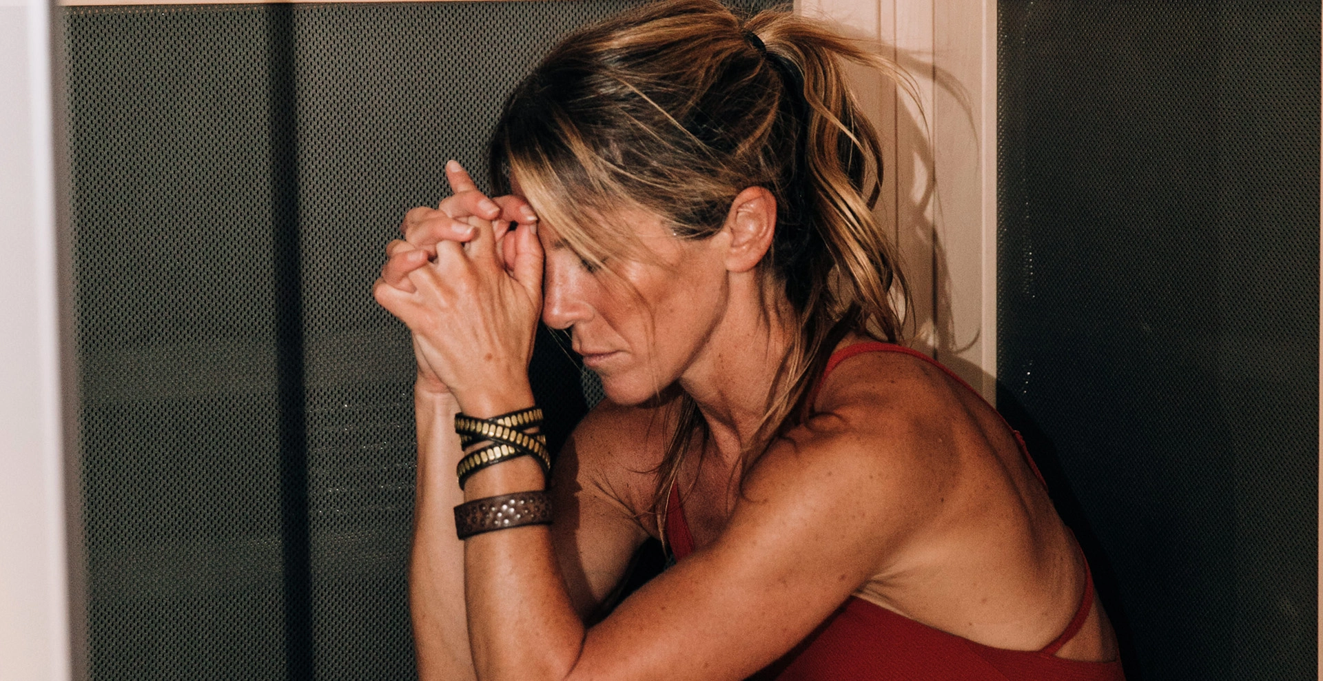 Woman in infrared sauna