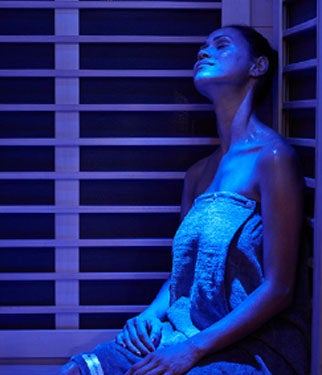 Blue light in sauna