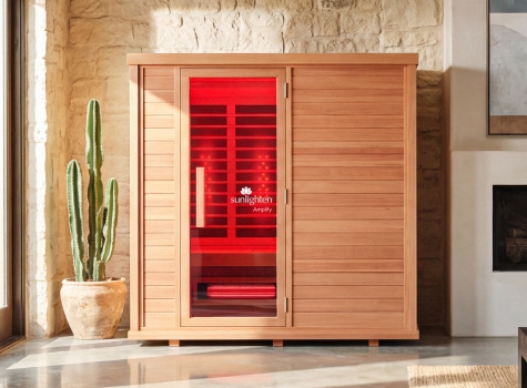 visible red light in a sauna