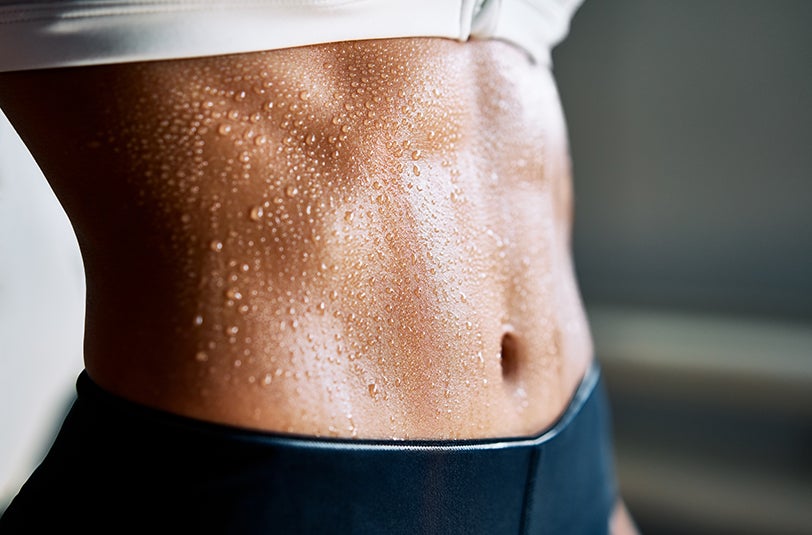 Sweat on abs