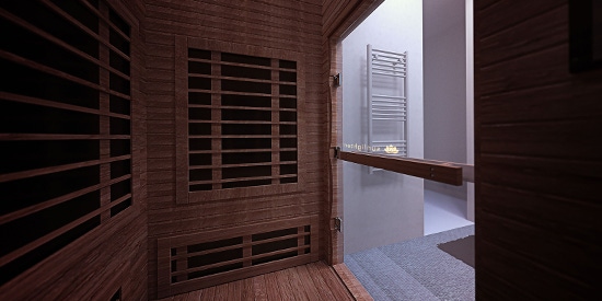 Conçu pour une maison privée, ce sauna sur mesure s'adapte à la taille exceptionnelle de son propriétaire. Situé à côté de la salle de bain principale, ce magnifique sanctuaire de bien-être est recouvert de bois d'eucalyptus à l'intérieur et à l'extérieur.