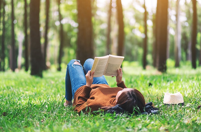 Laying in forest