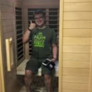 Thumbs up in sauna