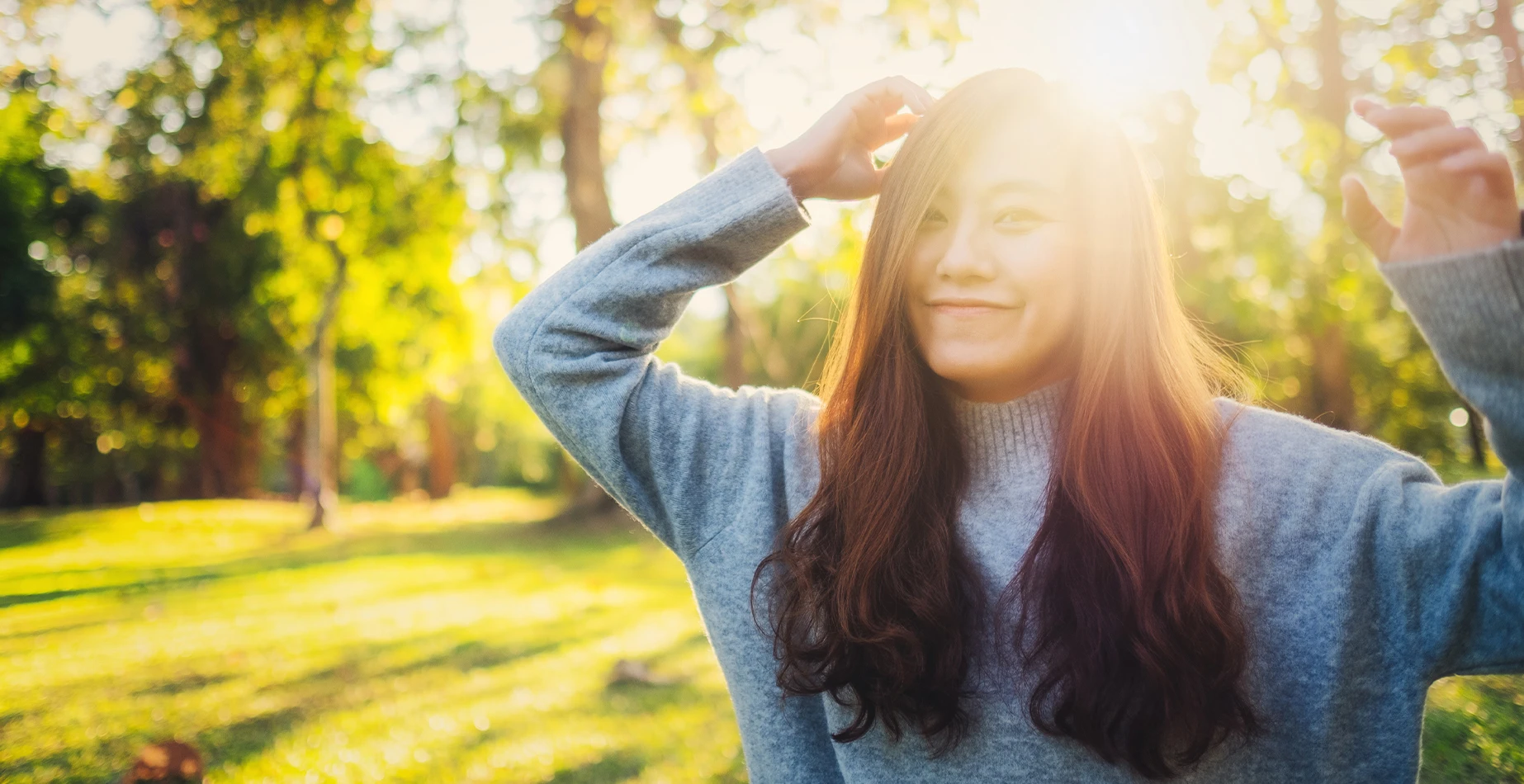 Smiling into sunlight