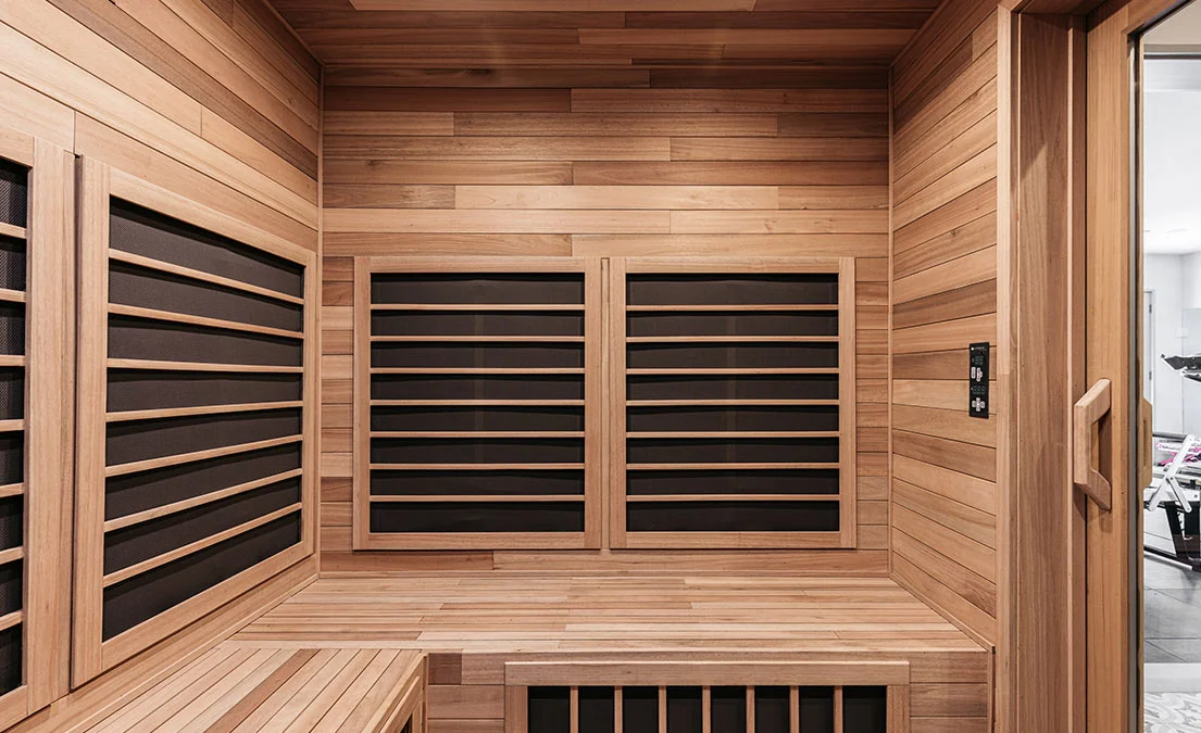 Beverly Hills Mansion custom infrared sauna in home gym