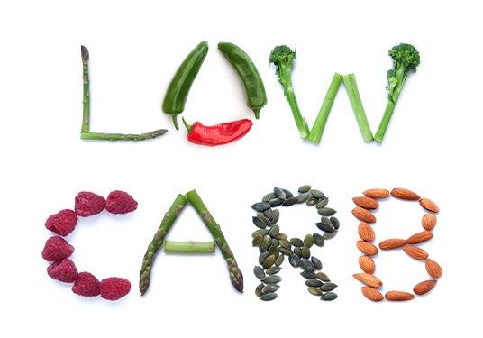 'Low carb' written in healthy food