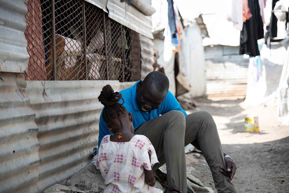 Case worker with child