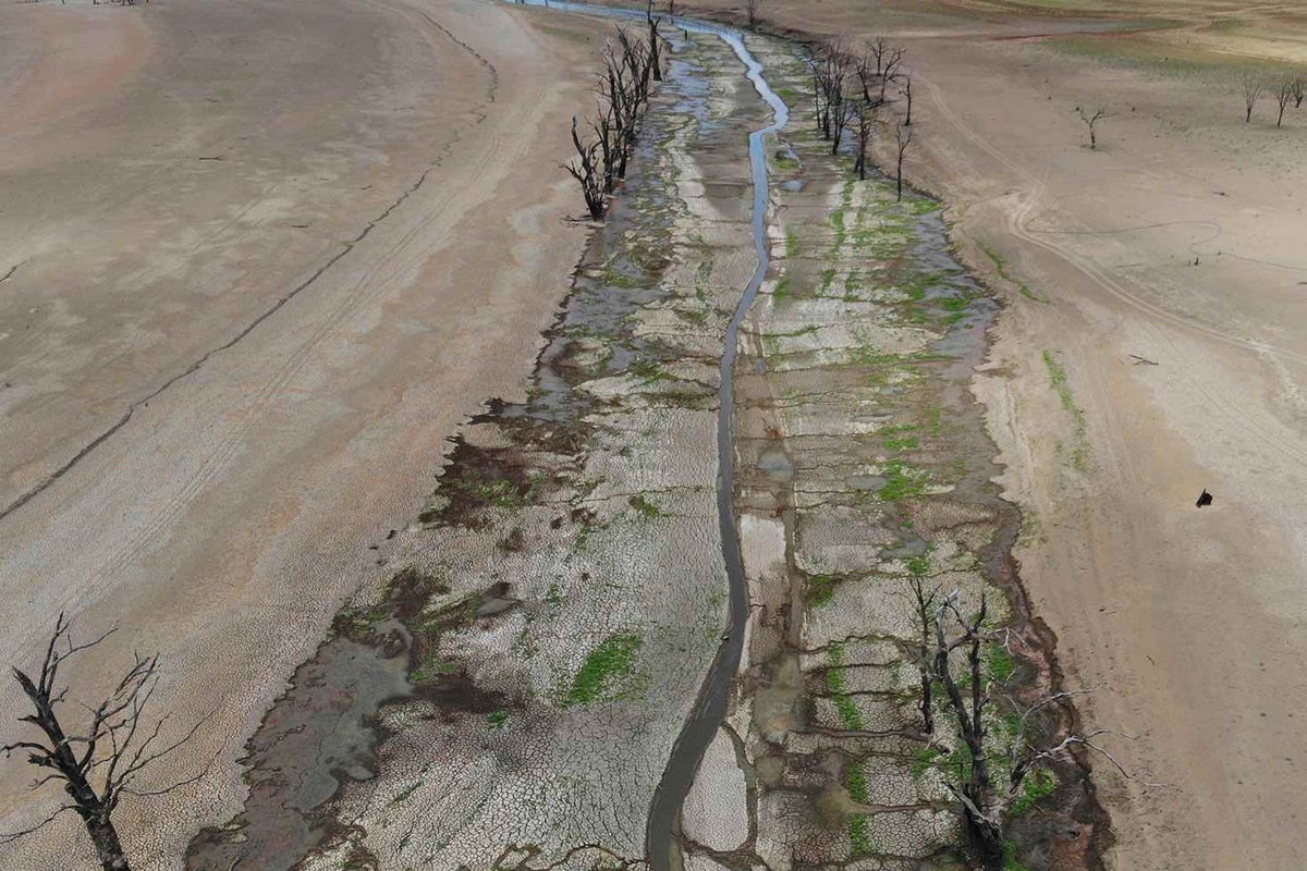 Children once swam in Lake Keepit, on the outskirts of Gunnedah, but now there is no water left.