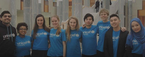A group of UNICEF Young Ambassadors
