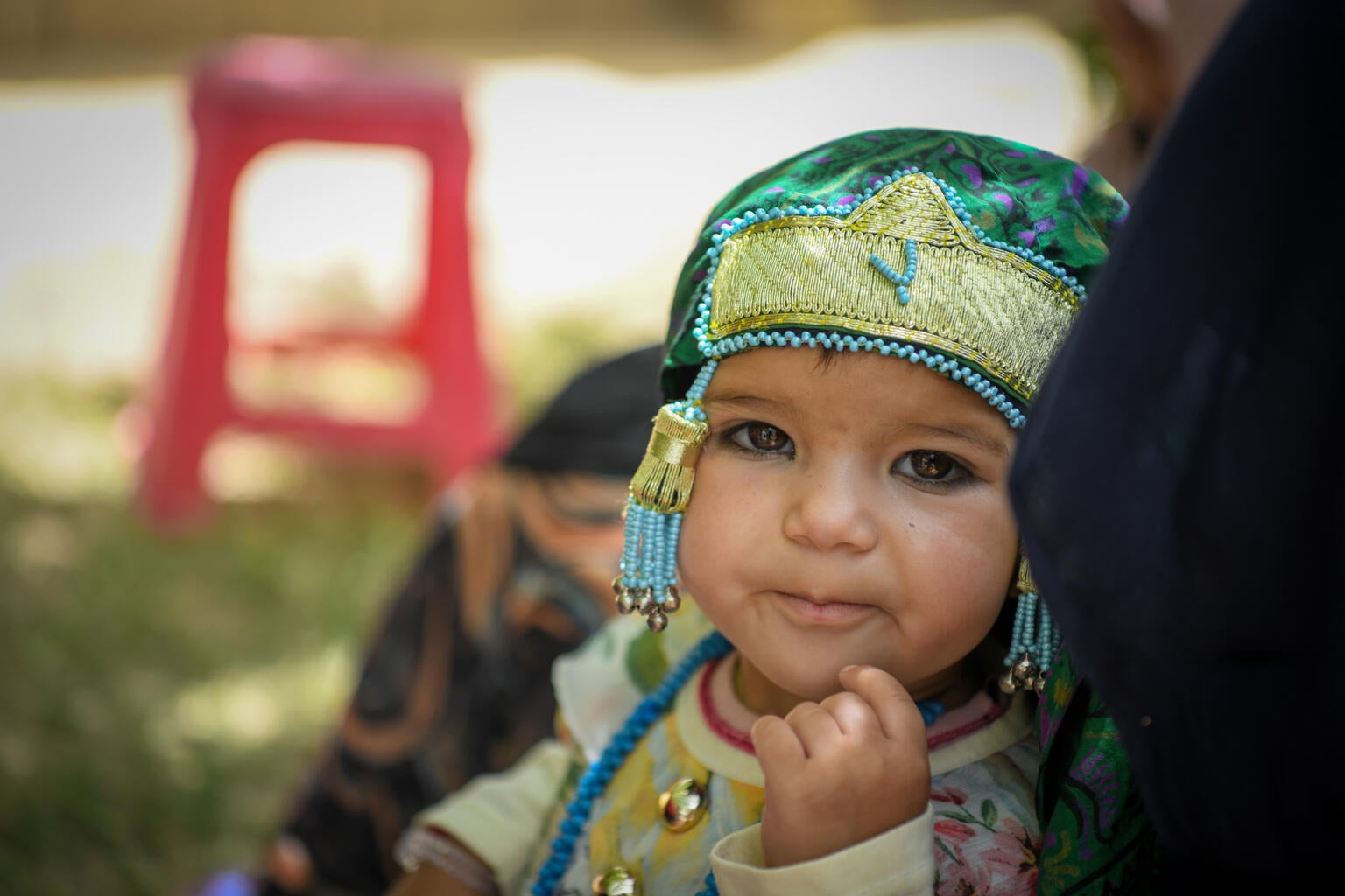 Fatima is suffering from severe wasting, but her mother has brought her for treatment at the UNICEF-supported clinic in Khawja Omari District, Ghazni Province, Afghanistan.