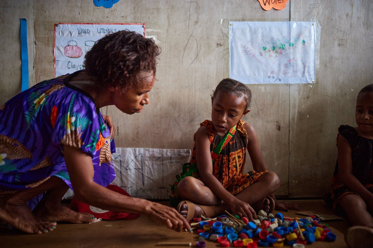 A UNICEF-supported Early Childhood Education centre in Papua New Guinea’s Morobe Province, has teachers like Tane trained in inclusive education.