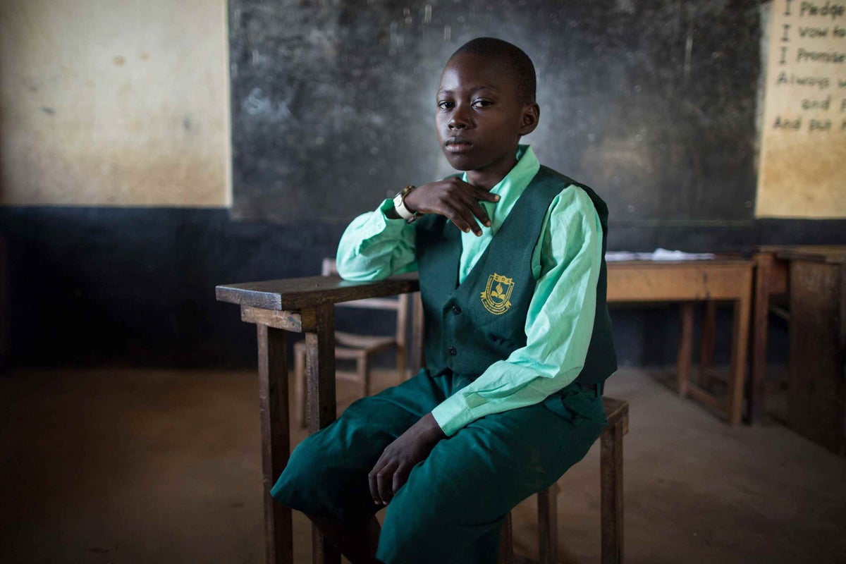 Student Jan Sankoh, 13, in Waterloo, Sierra Leone