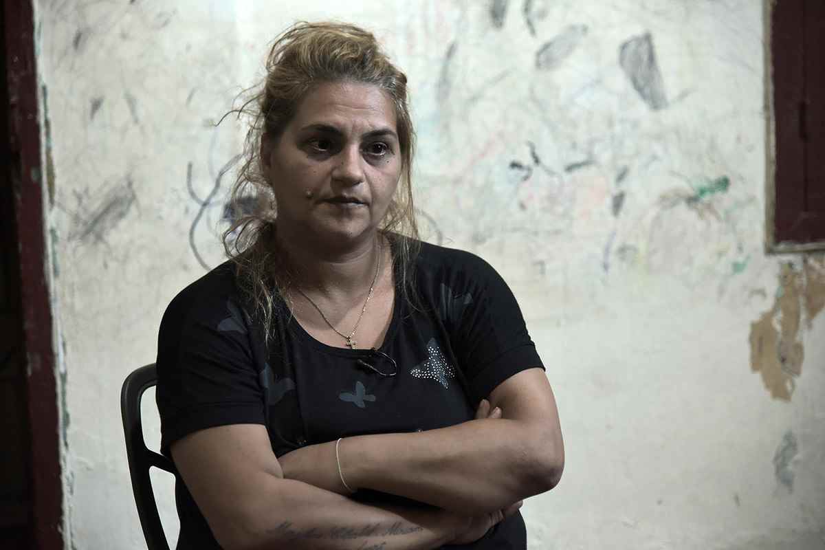 Lebanese mother-of-three Faten during a visit from a child protection team at her home in Beirut, Lebanon.