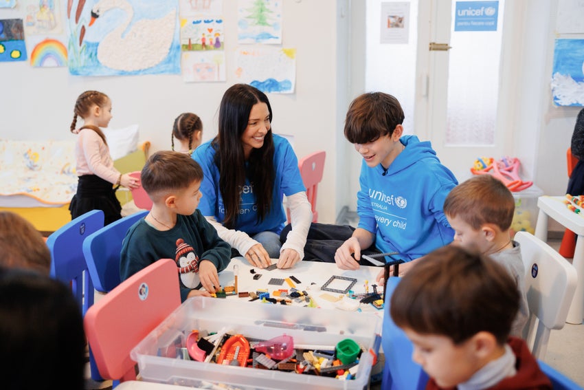Erica Packer visiting a child-friendly place for Ukrainian children. 