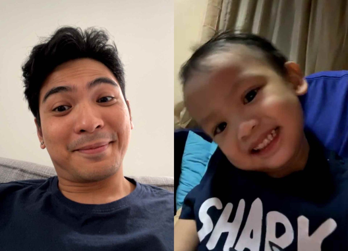 Dennis in Australia chats with his 2-year-old son in the Philippines via video call.