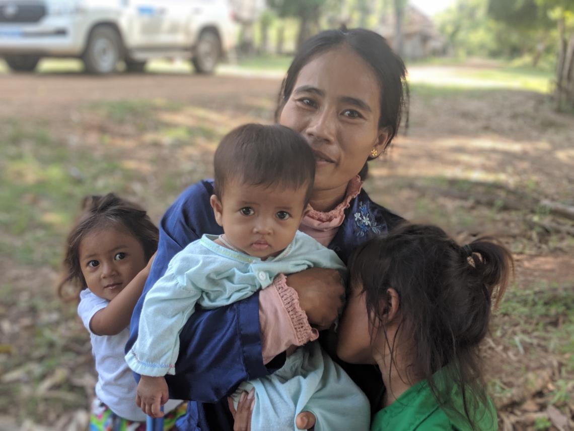 Mother and children in the outdoors